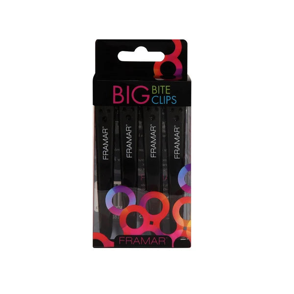 Framar Black Big Bite Clips - 4pk
