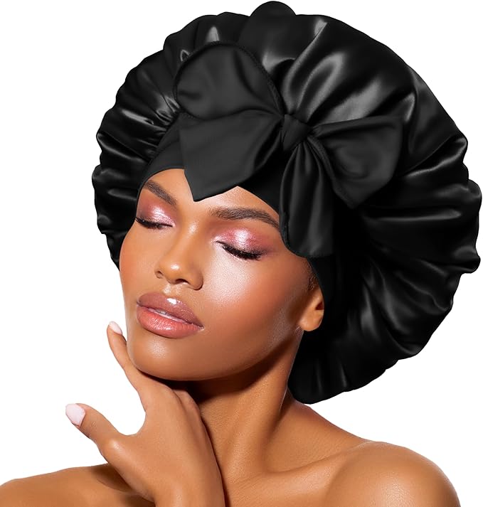 HBS Bonnet Queen Black Satin