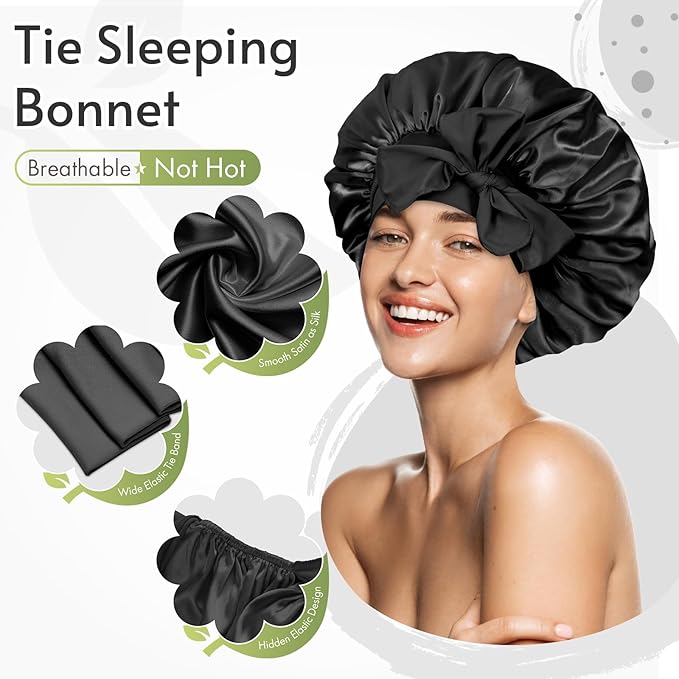 HBS Bonnet Queen Black Satin