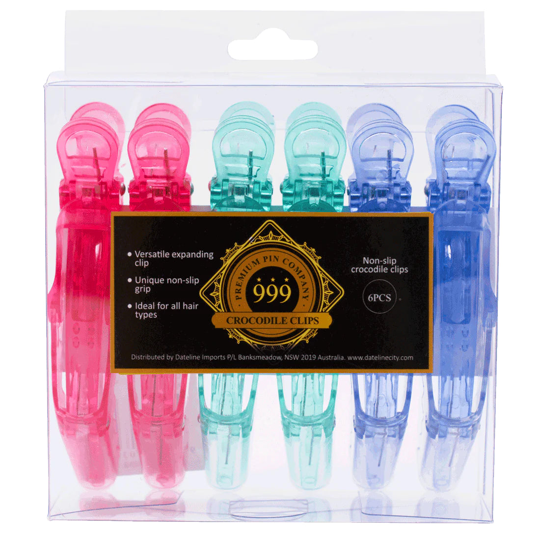 999 Crocodile Clips 6pk Pastel