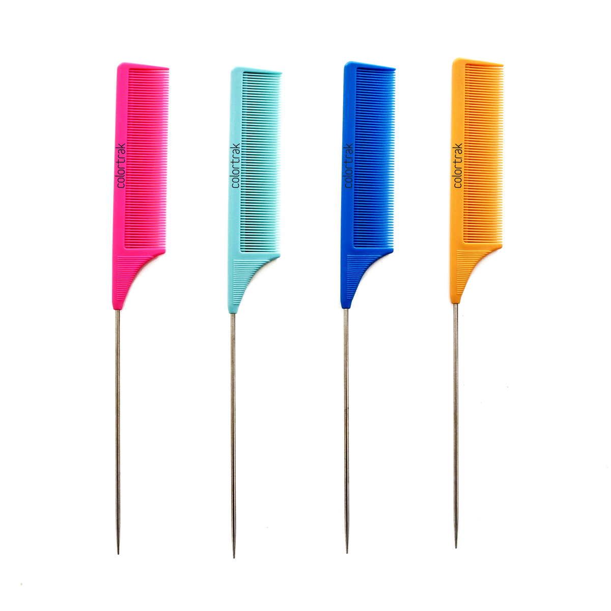 Colortrak Carbon Fiber Colored Tail Comb - 4pk