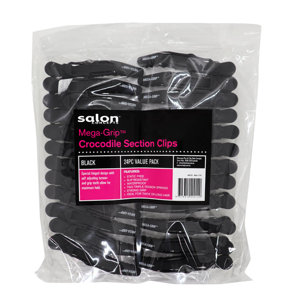 Cricket Mega Grip Croc Clips Black 24pk