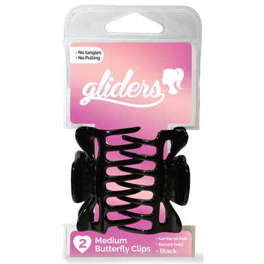 Gliders Butterfly Clips Medium 2pc Black