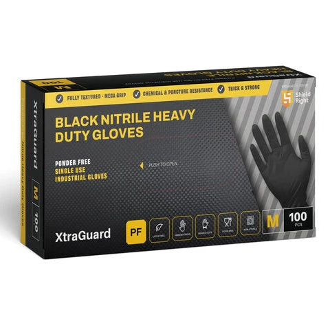 PPE Shield Right Black Nitrile Gloves - Heavy Duty