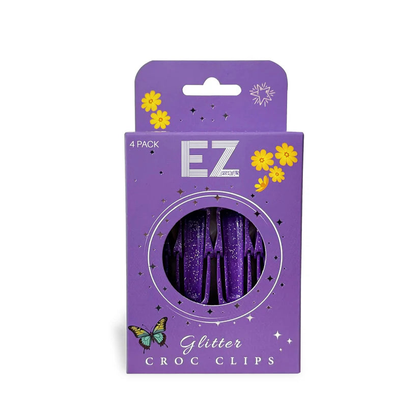 EZ Essentials Glitter Croc Clips 4pk - Purple
