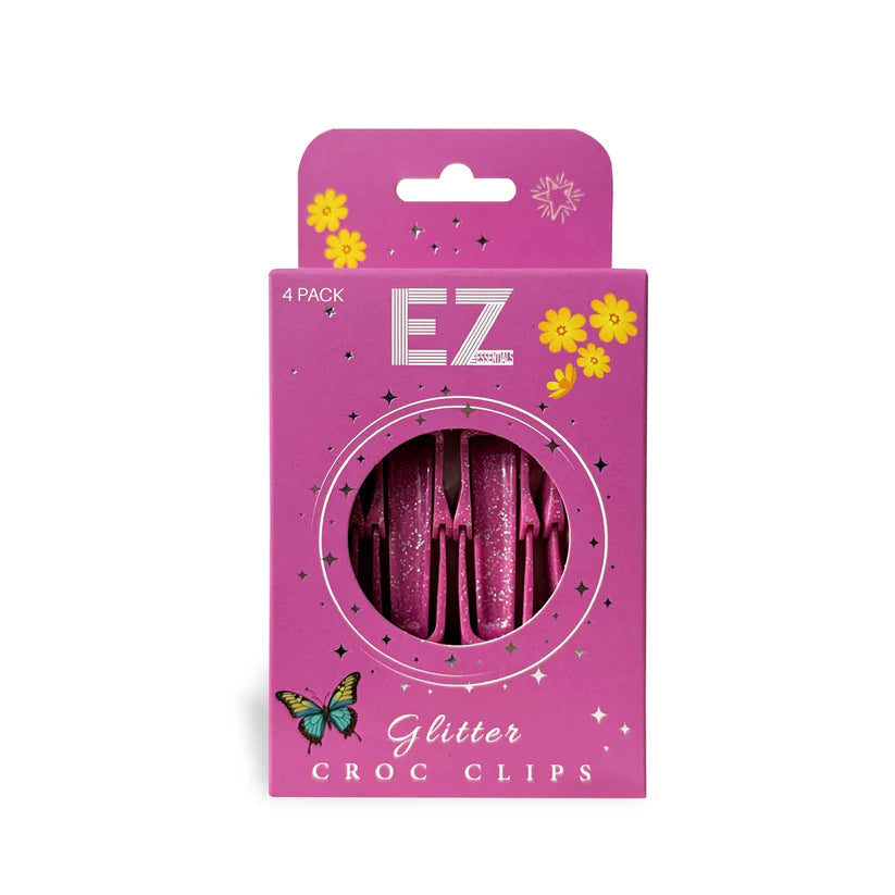 EZ Essentials Glitter Croc Clips 4pk - Pink