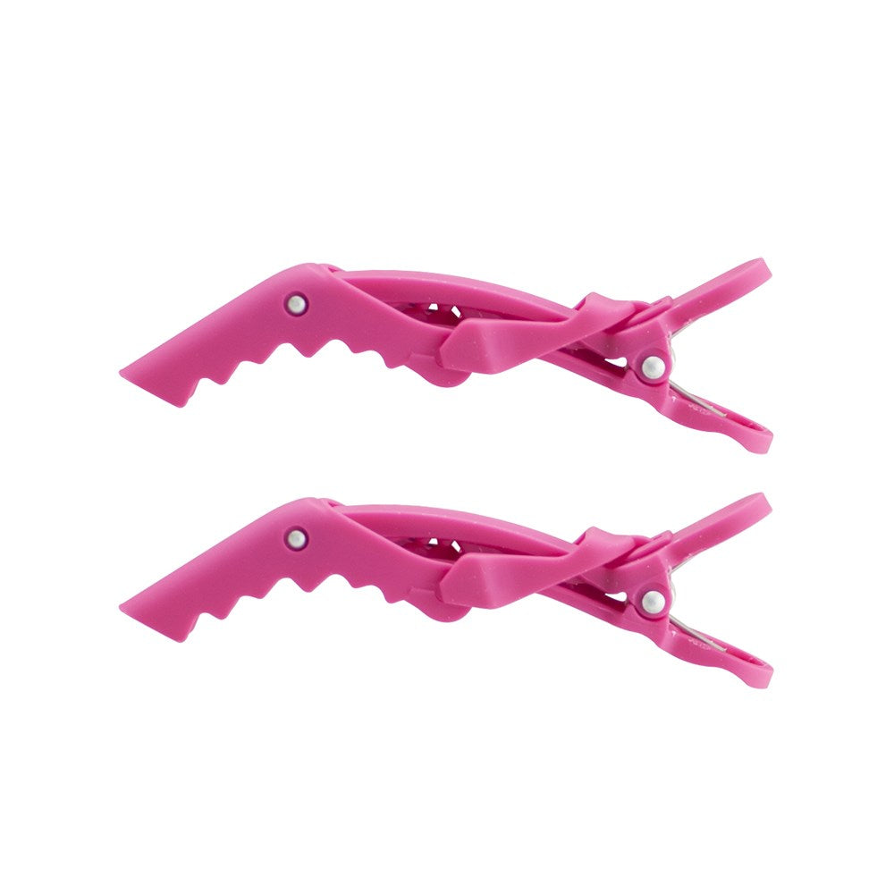 999 Crocodile Clip Rubberised 4pc Hot Pink