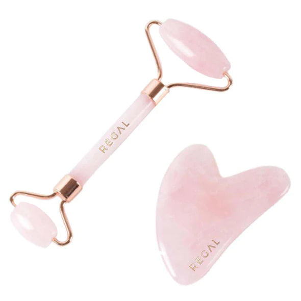 Regal by Anh Rose Quartz Facial Roller & Gua Sha Sculpting Tool Set