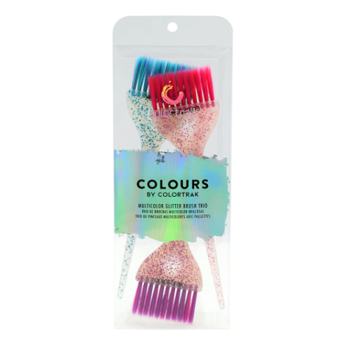 Colortrak  Multicolor Glitter Brush Trio Feather Bristles