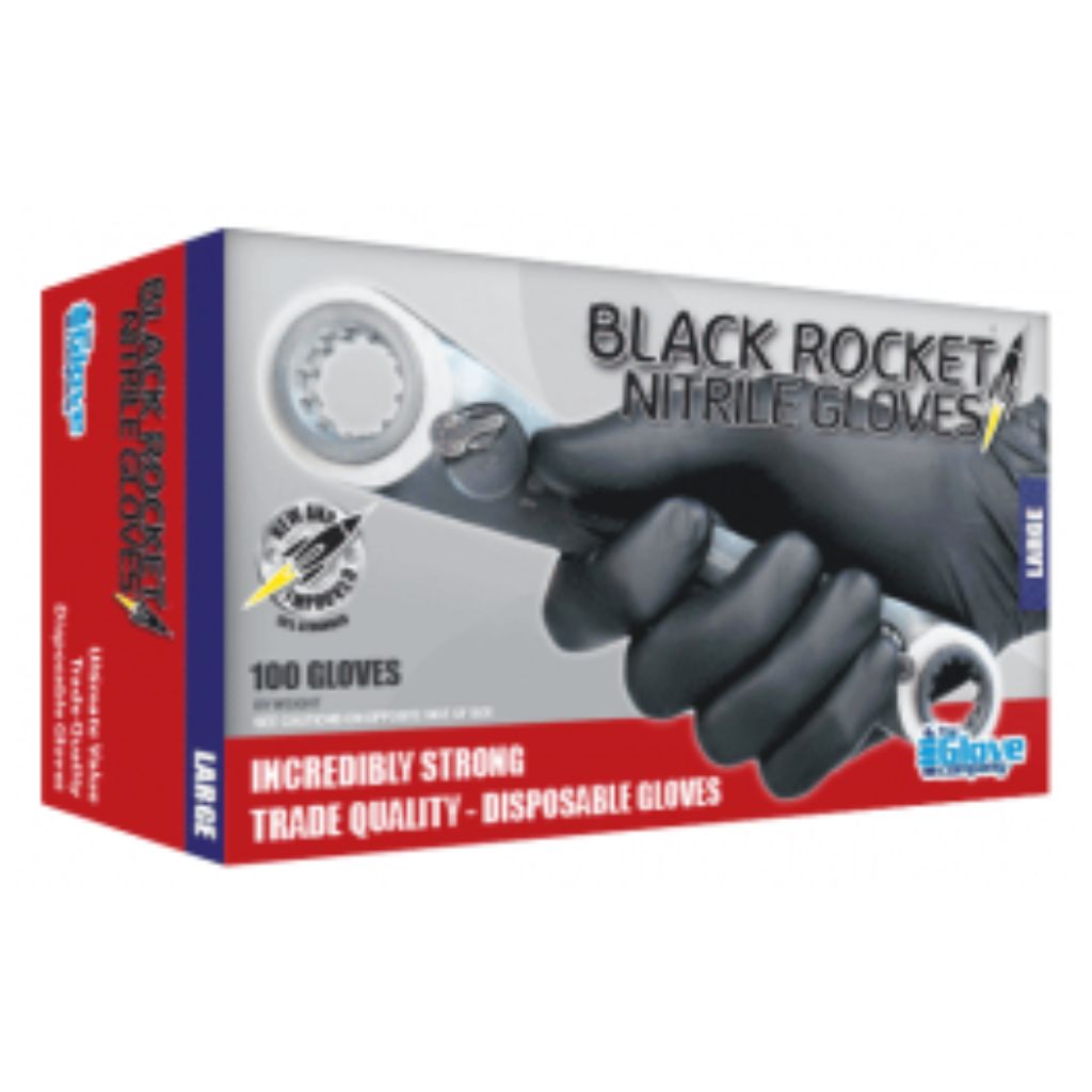TGC Black Rocket Nitrile Disposable Gloves 100